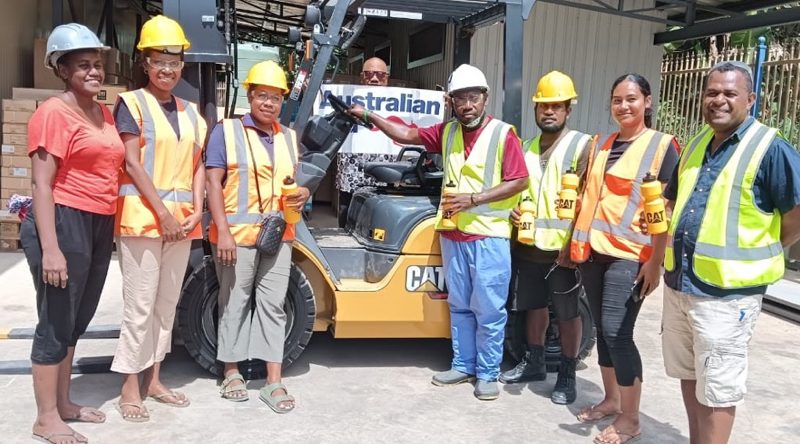 Medical store staff learn to operate forklift